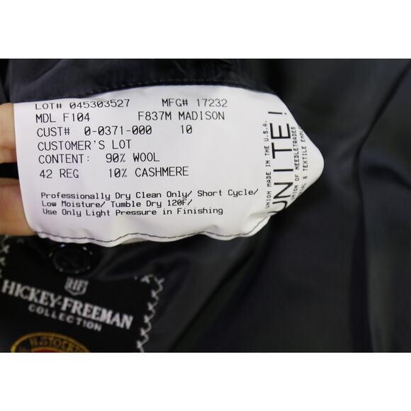 Hickey Freeman Brown Sky Blue Pinstripes Wool Cashmere 2-Btn Suit Madison 42R - Picture 8 of 9